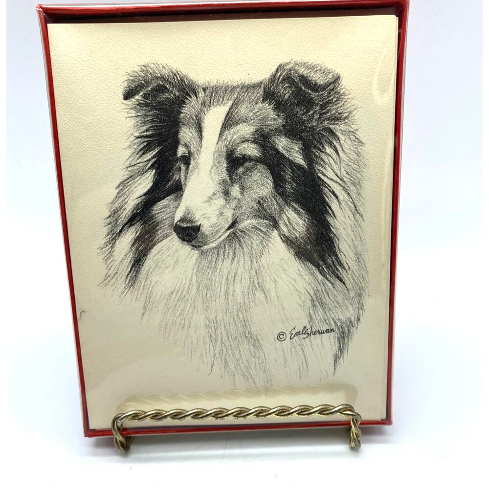 VTG Earl Sherwan‎ Dog Note cards/envelope 10 PK 1967 Shetland Sheepdog NOS